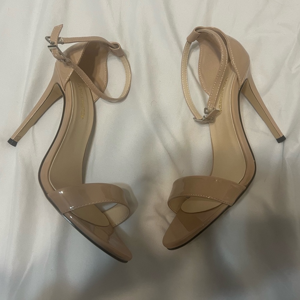 beige open toe heels.